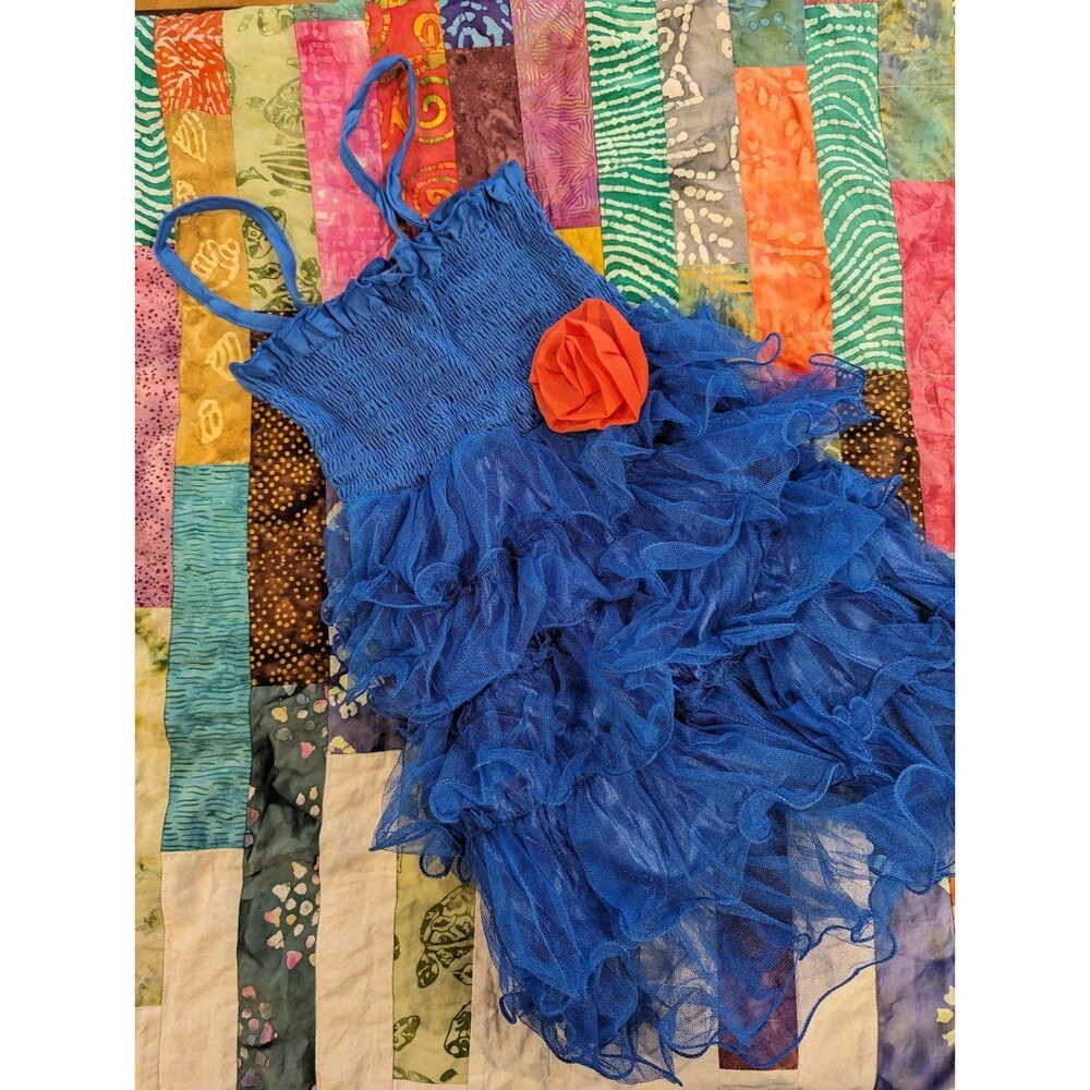 Royal blue summer ruffle dress for girls brand new Multiple Sizes